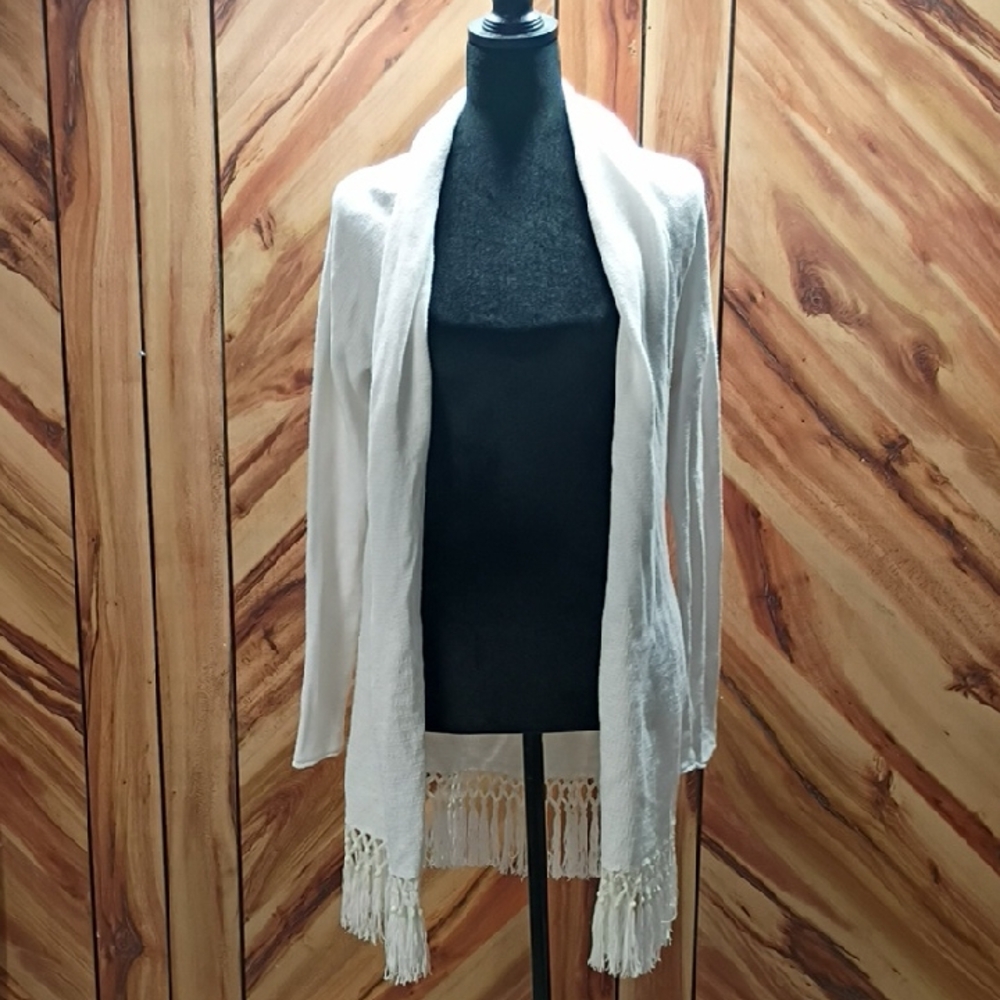 Lily Pulitzer Tatum Cardigan Open-front Design With Fringe Hem Size S